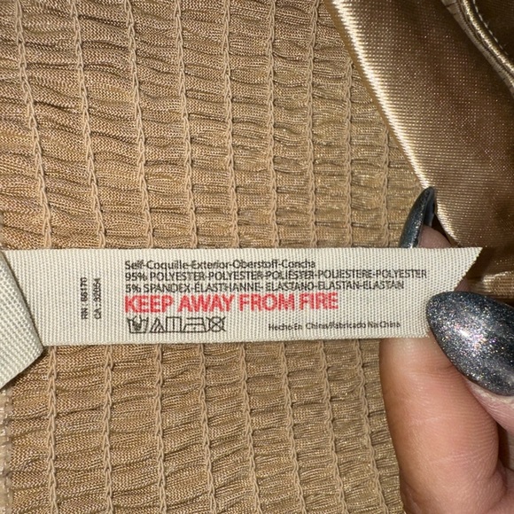 Free People Top Womens Medium Latte Casino Royal Brami Crop Smocked Back Y2K NEW - Picture 8 of 11